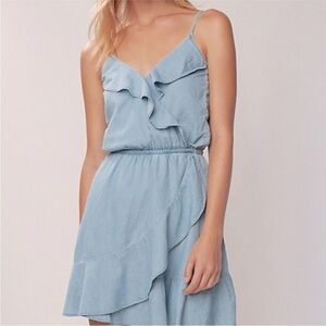 NWT Express Chambray Ruffle Front Dress Size XS